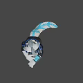 Game Movie Anthropomorphic Character With White Blue Fur Black Jacket And Mechanical Arm