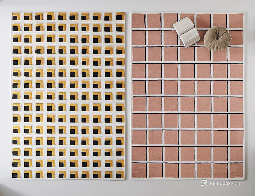Square Rugs With Geometric Grid Patterns For Home Decor 3d model