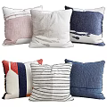 Stylish Decorative Pillows with Pink White Navy Red Striped and Textured Patterns for Home Decor