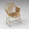 Stylish Modern Gold Woven Single Chair With Geometric Metal Frame Design