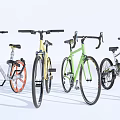 Modern Bicycles in Assorted Colors with Different Styles and Features 3d model