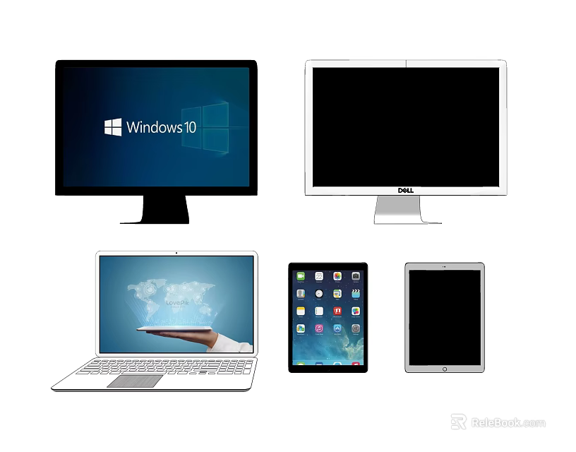 Various Computer Devices Including Windows 8 Monitor Dell Display Laptop And Tablets 3d model 