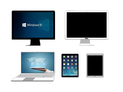 Various Computer Devices Including Windows 8 Monitor Dell Display Laptop And Tablets 3d model