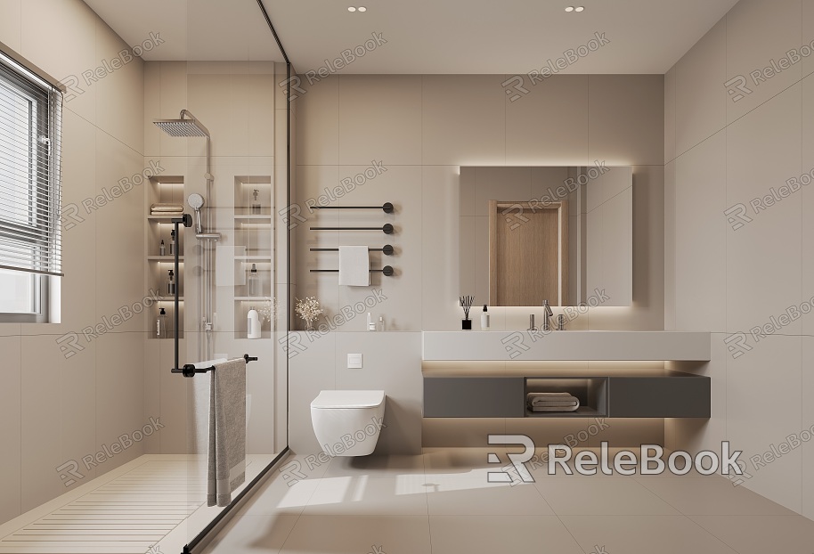 Modern room with four bathrooms model