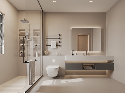 Modern room with four bathrooms model