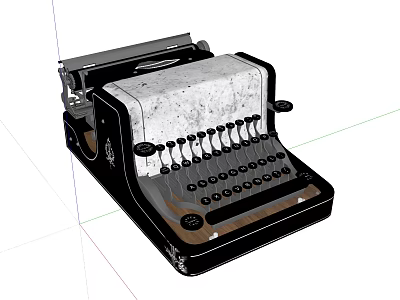 Old-Fashioned Vintage Office Appliance Classic Black Retro Typewriter with Mechanical Keys 3d model