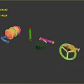Car Mechanical Parts Including Golden Valves Red Handles And Black Components