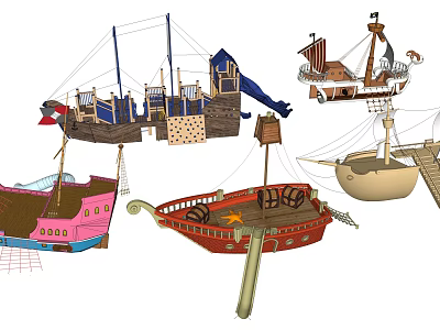 Modern Pirate Ship Children's Equipment Children's Activity Area Recreation Area Pirate Ship 3d model