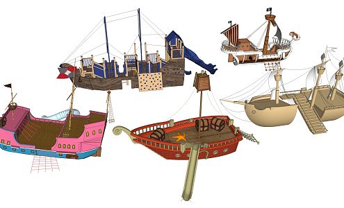 Modern Pirate Ship Children's Equipment Children's Activity Area Recreation Area Pirate Ship 3d model