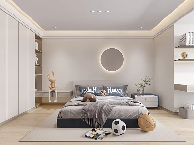 Modern Kids Bedroom With Toys And Sports Decor 3d model