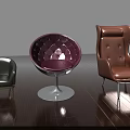 Multi Colored Accent Chairs With Button Tufted Leather Curved Design Metal Base On Wooden Floor