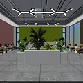 Modern Bright Lounge Area With Large Windows Green Plants And Comfortable Yellow Seats