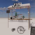 Homemade Ice Cream Cart With White Canopy Wooden Menu Board And Decorative Wheels