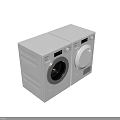 Two Siemens White Modern Design Washing Machines With Front Loading Drum And Control Panel