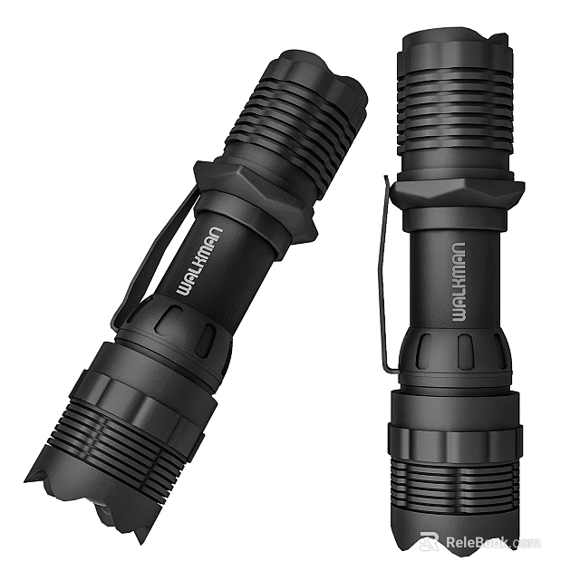 Black Tactical Flashlights With Unilumen Brand And Ergonomic Grip Design 3d model 