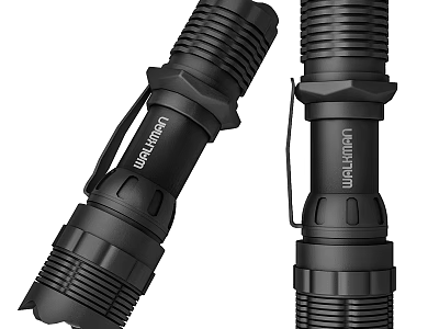 Black Tactical Flashlights With Unilumen Brand And Ergonomic Grip Design 3d model