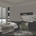 Modern Tatami Bedroom Interior Design With Tatami Bed Built In Storage Cabinets And Desk Chair