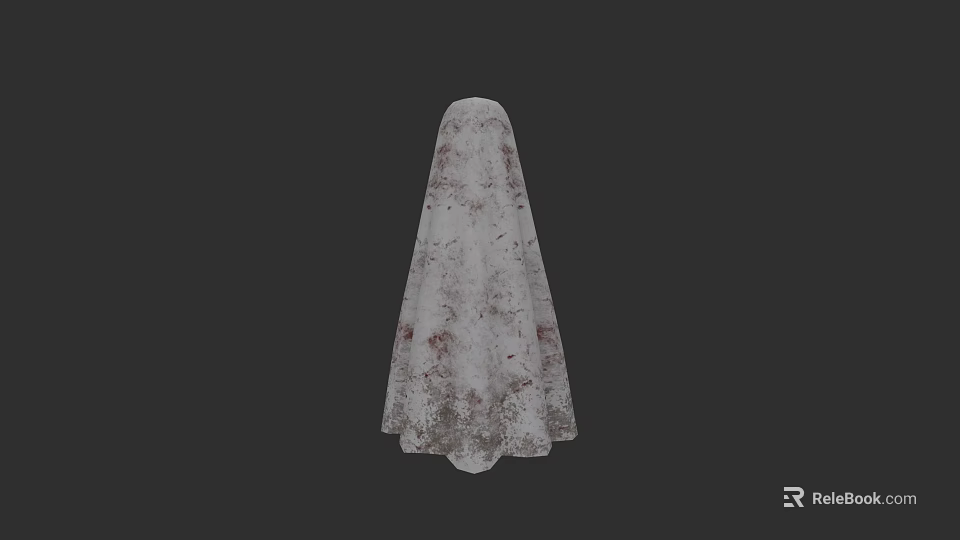 Ghostly Game and Movie Character in White Hooded Robe with Red Stains and Horror Look 3d model 