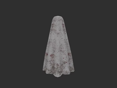 Ghostly Game and Movie Character in White Hooded Robe with Red Stains and Horror Look 3d model