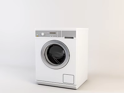 White Modern Washing Machine With Circular Door And Control Panel Design 3d model