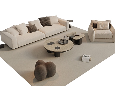 Modern Sofa Coffee Table Combination Decorations Ornaments Single Casual Chair Multi-person Sofa Side Carpet model