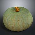 Whole Green Pumpkin With Yellow Spots And Brown Stem Surface Texture