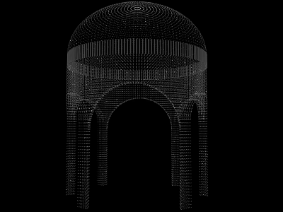 Archway With Dot Matrix Composition Geometric Lines And Dome Top On Black Background 3d model
