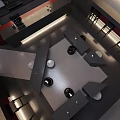 Modern Café Interior Design With Tables Chairs Pendant Lighting And Bar Counter
