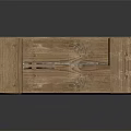 Arch Shaped Wooden Gate With Neatly Arranged Golden Circular Decorations And Wooden Frame