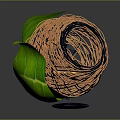 Woven Spherical Decorative Furniture With Green Leaves Yellow Interior And Dark Base