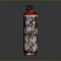 Rusty Red And White Gas Cylinder Isolated On Dark Background