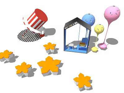 Shopping Mall Meichen Landscape Sketch Interactive Device Online Red Card Point 3d model