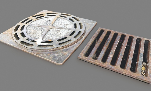 Highway manhole cover sewer manhole cover retro pavement equipment 3d model