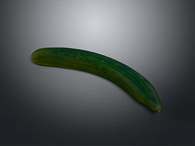 Fresh Green Cucumber Isolated On Gray Background With Smooth Natural Texture 3d model