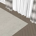 Modern Square Carpet Wood Floor Curtain Gauze Curtain 3d model