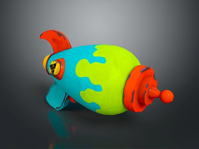 Colorful Toy Bomb Weapon Featuring Blue Green Orange Splatter Design 3d model