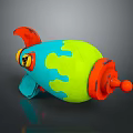 Colorful Toy Bomb Weapon Featuring Blue Green Orange Splatter Design