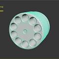 Silver Colored Cylindrical Firearm Cylinder With Multiple Holes And Central Small Hole 3d model