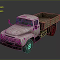 Old Vintage Rusty Truck With Open Wooden Bed And Weathered Exterior Design