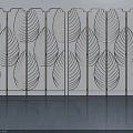 Modern Hinged Door Featuring Intricate Leaf Pattern Design And Metal Frame 3d model