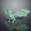 Winged Mythical Dragon Game Movie Character Light Green 3D Model With Reflective Surface