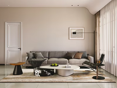 Modern living room sofa coffee table combination 3d model