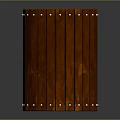 Wooden Cylindrical Trash Can With Vertical Slats And Metal Rivets Black Top
