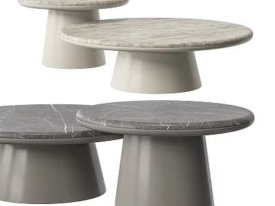 Modern Round Coffee Tables With Sleek Marble Tops And Stylish Gray White Bases 3d model