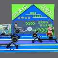 Interactive Experience Zone For Sports Challenge With Rowing Machine And Public Engagement 3d model