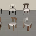 Modern Dining Chairs In Various Styles With Different Materials And Light Tones 3d model