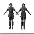 Two Tactical Characters In Combat Gear With Protective Armor And Gloves