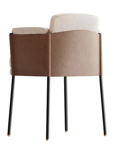 Modern Brown Upholstered Dining Chair With Black Metal Legs And Contemporary Design 3d model