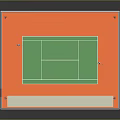 Outdoor Tennis Court Design With Green Area Orange Surface Fence And Light Poles
