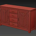 Traditional Style Solid Wood Storage Cabinet With Herringbone Pattern Doors And Drawers